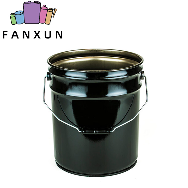 1~5 gallon black metal pail with lid