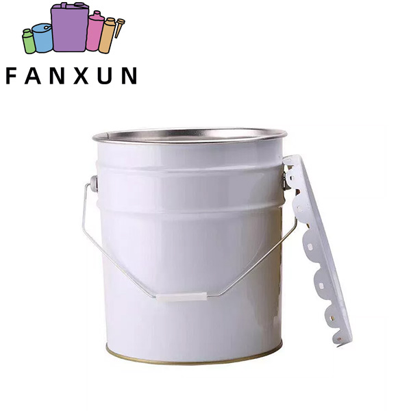 1~5 gallon white metal pail with lid