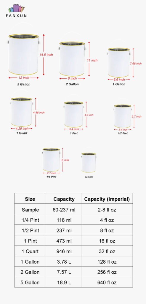 Paint Can Size Chart