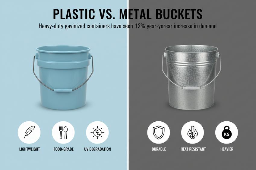 Porovnání sedmi galonových kbelíků: Plast vs. Kov