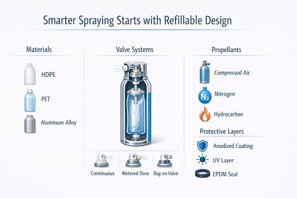 Refillable Aerosol Spray Bottle