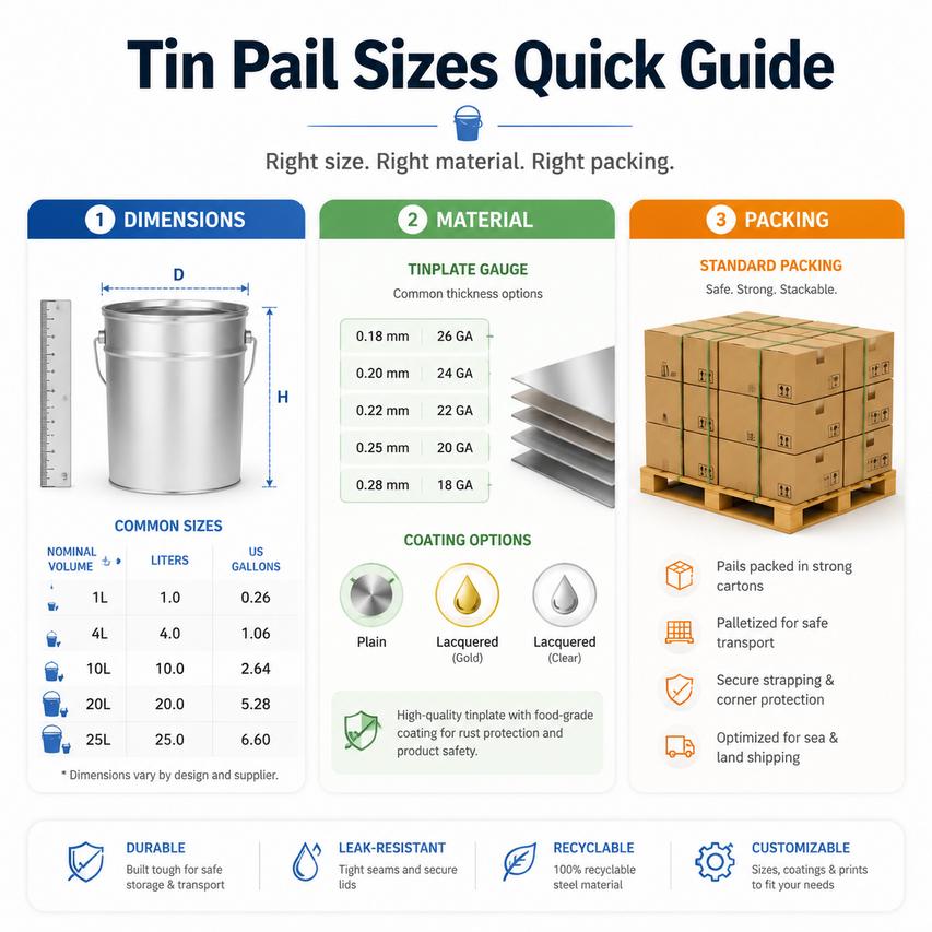 Tin Pail Sizes