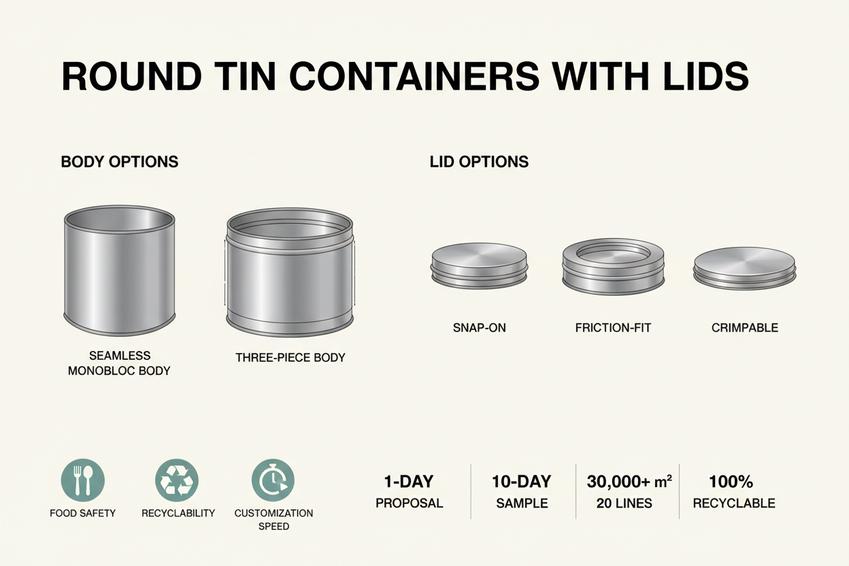 Round Tin Containers With Lids