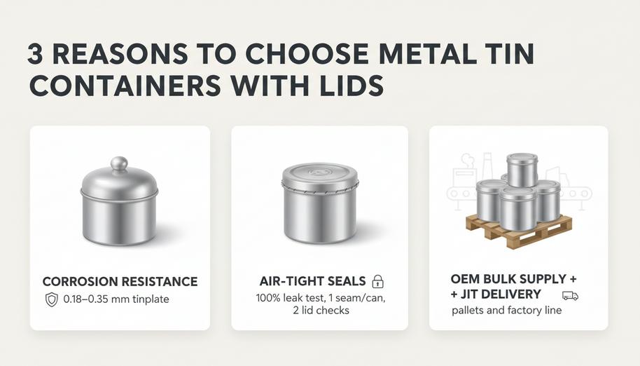 Metal Tin Containers With Lids