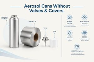 Aerosolipurkit ilman venttiileitä ja kansia