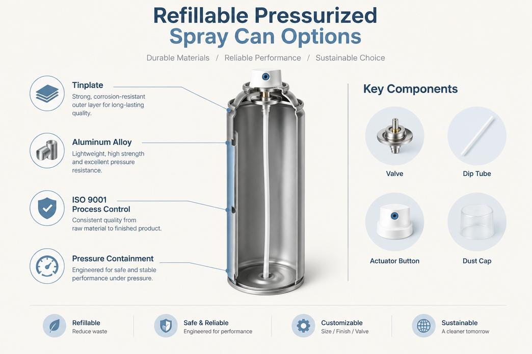 Refillable Pressurized Spray Can